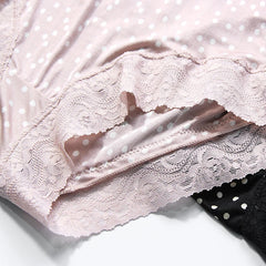 Silk Panties - 100% Natural Mid-Rise Waist Dots Printed Lace Underwear