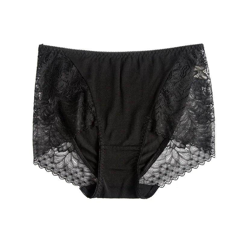 Silk Panties - Lace Mid Waist Briefs Comfortable - LANI SILK 