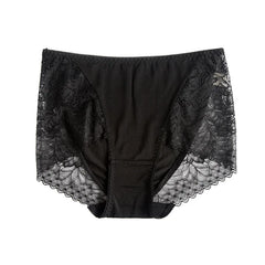 Silk Panties - Lace Mid-Waist Briefs Comfortable