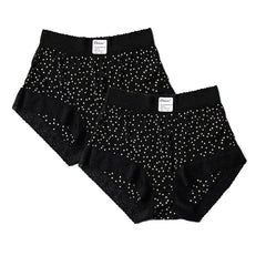 Silk Panties - 100% Natural Mid-Rise Waist Dots Printed Lace Underwear