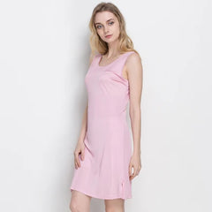 Silk Dress Women Sleep Solid Basic Emptied Slips Sleeveless