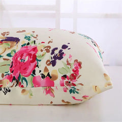 Silk Pillowcases - Floral Print Zipper Closure Standard Size