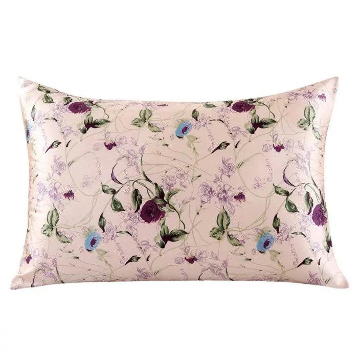 Silk Pillowcases - Floral Print Zipper Closure Standard Size - LANI SILK 