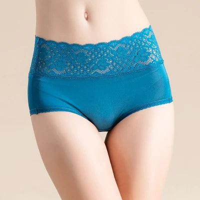 Silk Panties - 100% Natural Silk & Lace High Rise Briefs - LANI SILK 
