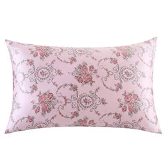 Silk Pillowcases - Floral Print Zipper Closure Standard Size