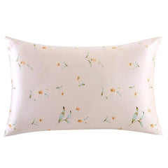 Silk Pillowcases - Floral Print Zipper Closure Standard Size