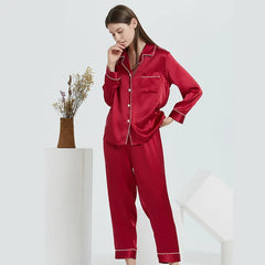 Silk Pajamas - Elegant Long Sleeve Sleepwear Sexy