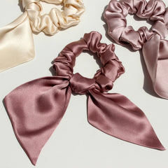 Silk Scrunchies - Bunny Ear Hair Ties Bowknot Elastic Bands Holders