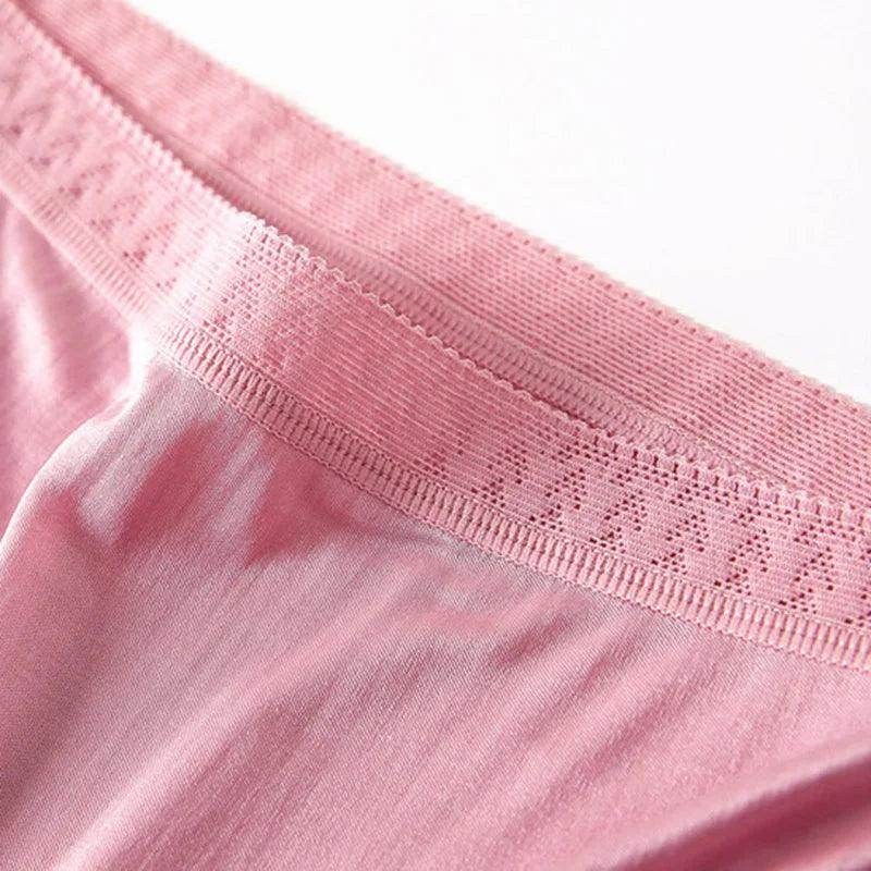 Silk Panties - Natural High Waist Briefs Transparent Underwear - LANI SILK 