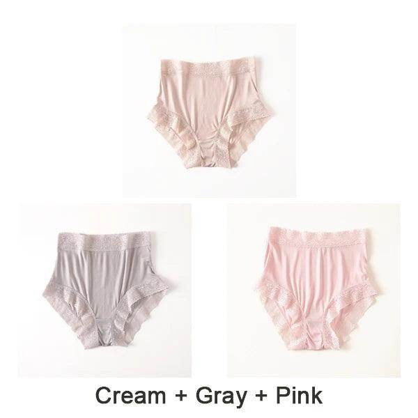 Silk Panties - Natural High Waist Lace Plus Transparent Underwear - LANI SILK 