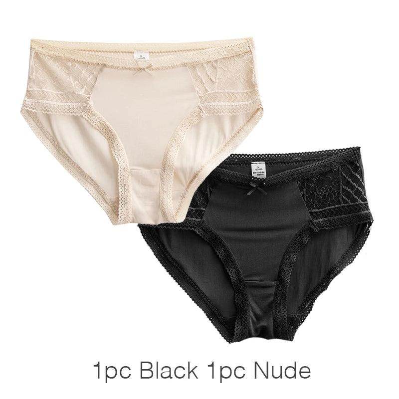 Silk Panties - 100% Natural Silk & Lace Comfortable Everyday Briefs - LANI SILK 