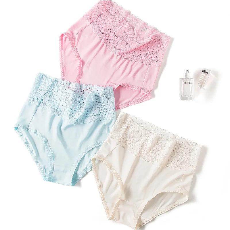 Silk Panties - 100% Natural Silk & Lace High Rise Briefs - LANI SILK 