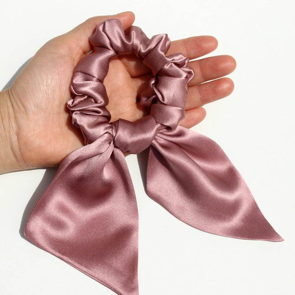 Silk Scrunchies - Bunny Ear Hair Ties Bowknot Elastic Bands Holders - LANI SILK 