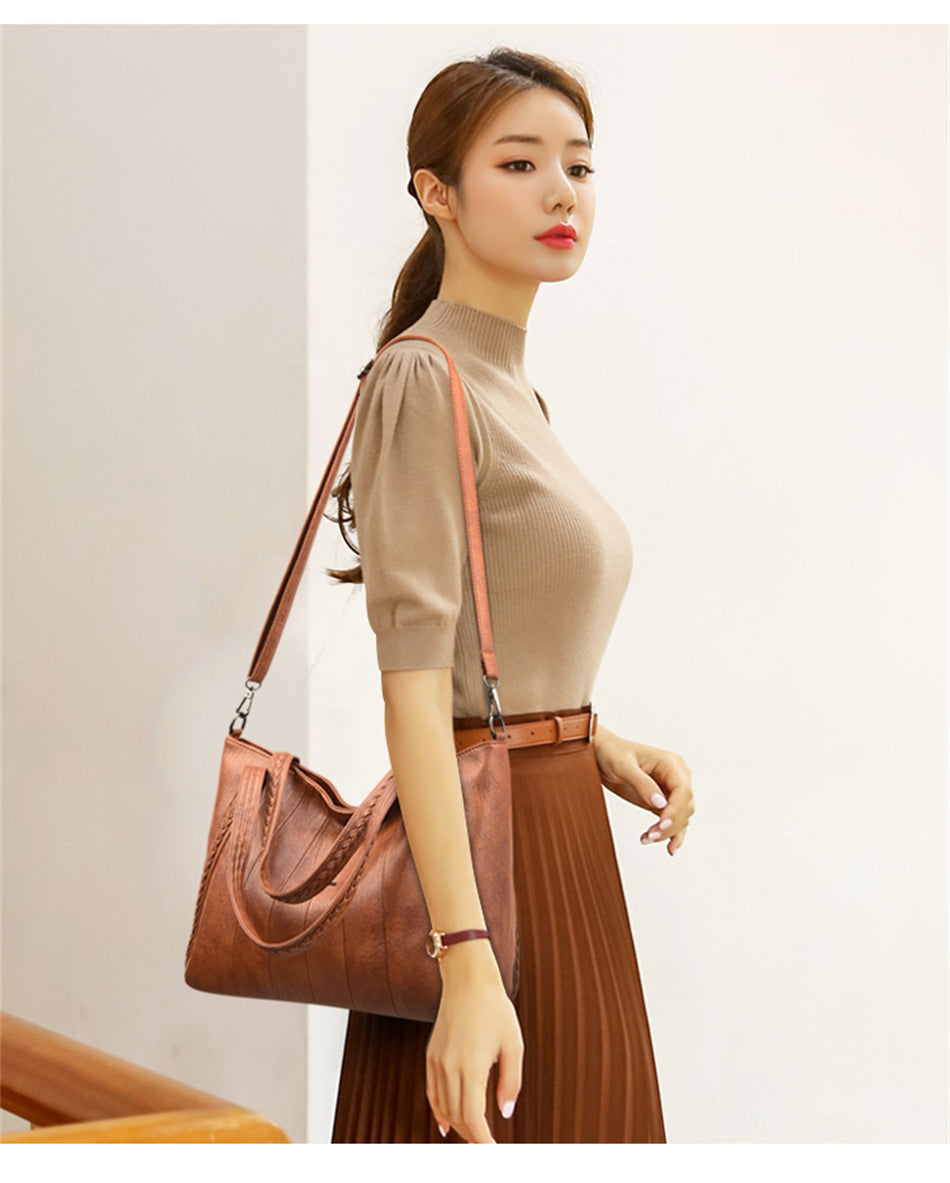 Tote Bag Soft Leather Luxury Casual Ladies Large Shoulder Crossbody