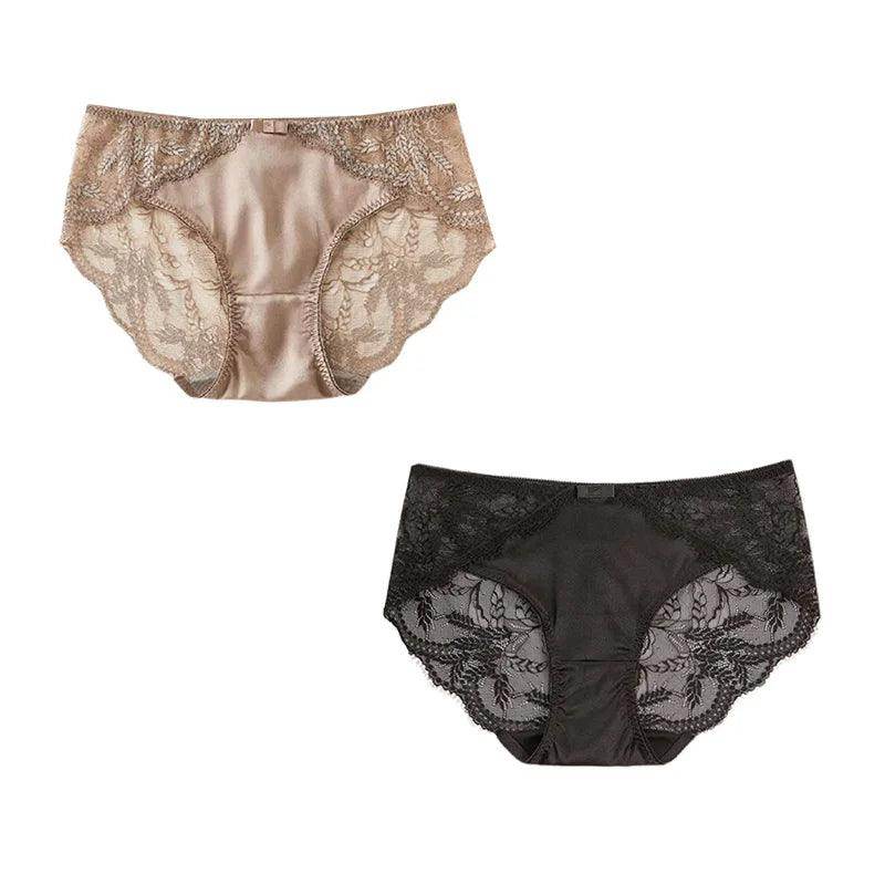 Silk Panties - 100% Natural Silk Lining Sexy Lace Briefs - LANI SILK 