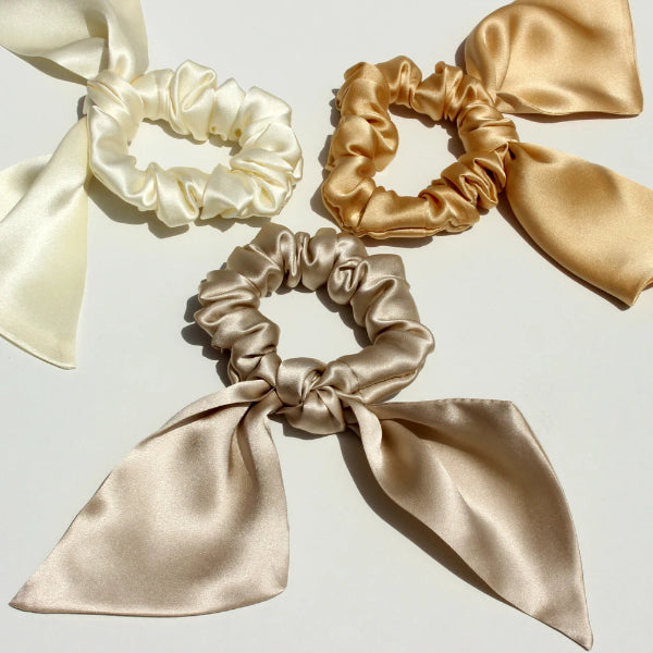 Silk Scrunchies - Bunny Ear Hair Ties Bowknot Elastic Bands Holders