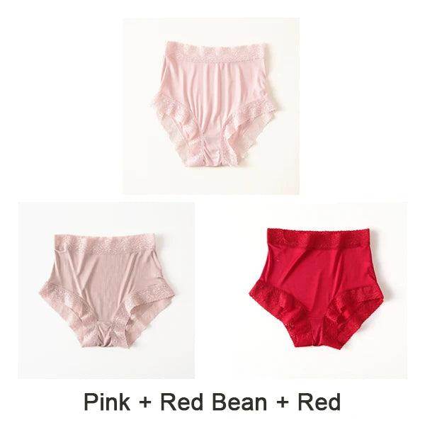 Silk Panties - Natural High Waist Lace Plus Transparent Underwear - LANI SILK 