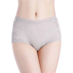 Silk Panties Natural High Waist Lace Big Plus Underwear Seamless