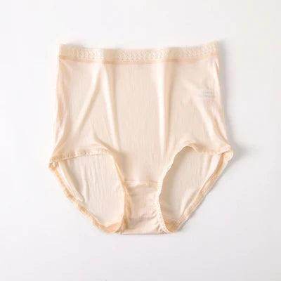 Silk Panties - Natural High Waist Briefs Transparent Underwear - LANI SILK 