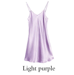 Silk Dress Full Nighties For Women Long Chemise Mini Dress V-Neck