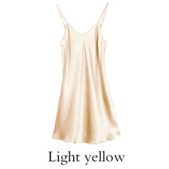 Silk Dress Full Nighties For Women Long Chemise Mini Dress V-Neck