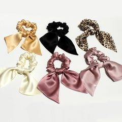 Silk Scrunchies - Bunny Ear Hair Ties Bowknot Elastic Bands Holders