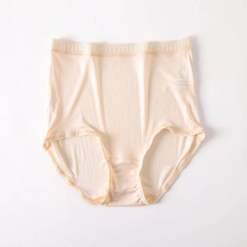 Silk Panties - Natural High Waist Briefs Transparent Underwear - LANI SILK 