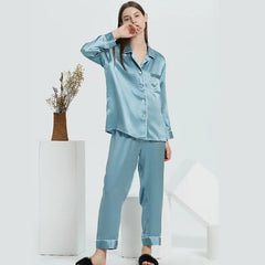 Silk Pajamas - Elegant Long Sleeve Sleepwear Sexy - LANI SILK 