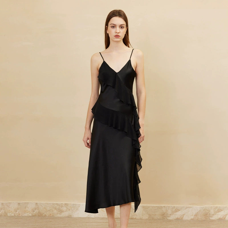 Silk Nightgown - Elegant Style Spaghetti Straps Summer 2025 - LANI SILK 