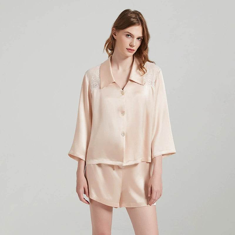Silk Pajamas - 100% Genuine Lace Elegant Luxury Sleepwear - LANI SILK 