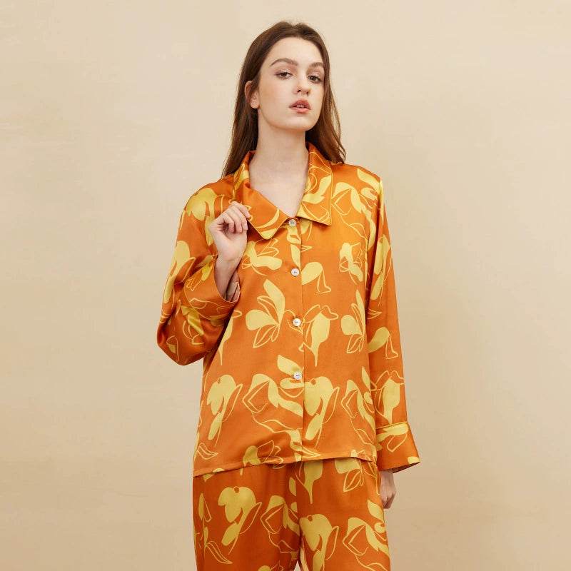 Silk Pajamas - 100% Mulberry Silk Printed Set Autumn 2025 - LANI SILK 