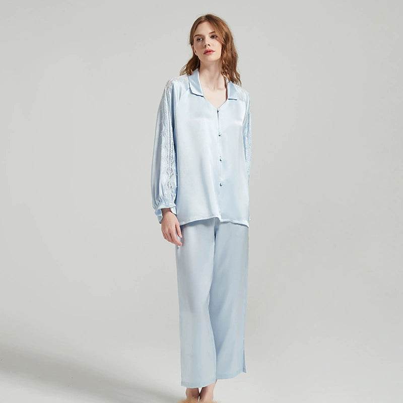 Silk Pajamas - Elegant Long Sleeve Sleepwear Sexy - LANI SILK 