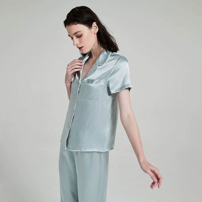 Silk Pajamas - Premium 100% Silk Sleepwear Short Sleeve & Long Pants - LANI SILK 