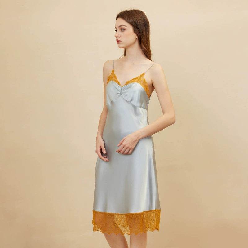 Silk Nightgown - Spaghetti Straps Lace Summer Sleepwear 2025 - LANI SILK 