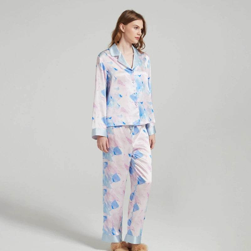 Silk Pajamas - Printed Long Sleeve Summer Sleepwear - LANI SILK 