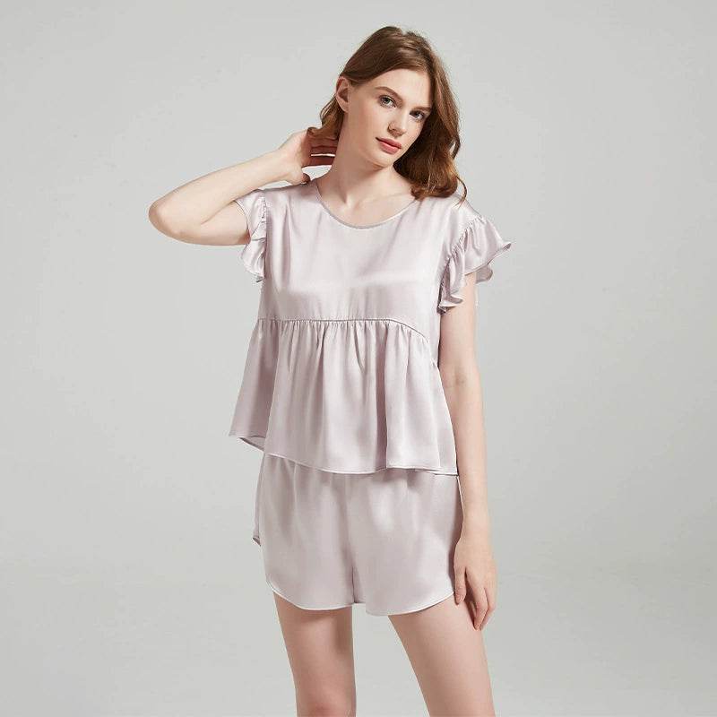 Silk Pajamas - Elegant Ruffle Design Sleepwear 2025 Summer - LANI SILK 