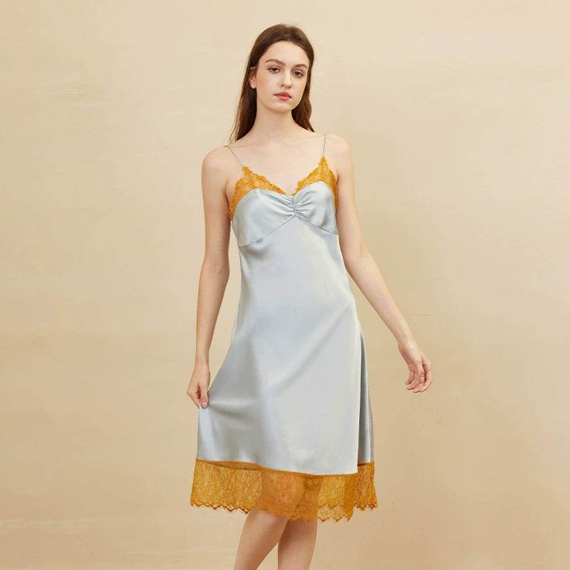 Silk Nightgown - Spaghetti Straps Lace Summer Sleepwear 2025 - LANI SILK 