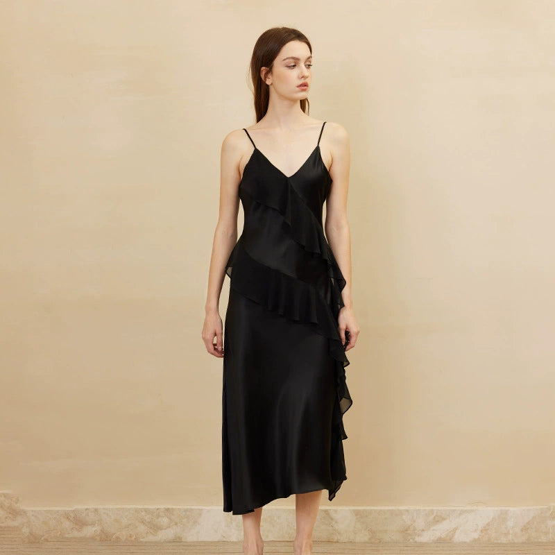 Silk Nightgown - Elegant Style Spaghetti Straps Summer 2025 - LANI SILK 