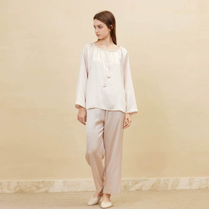 Silk Pajamas - Round Neck Soft & Comfortable Loungewear - LANI SILK 