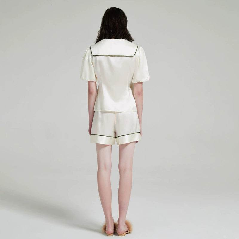 Silk Pajamas with Stylish Sailor Collar - Lightweight & Breathable - LANI SILK 