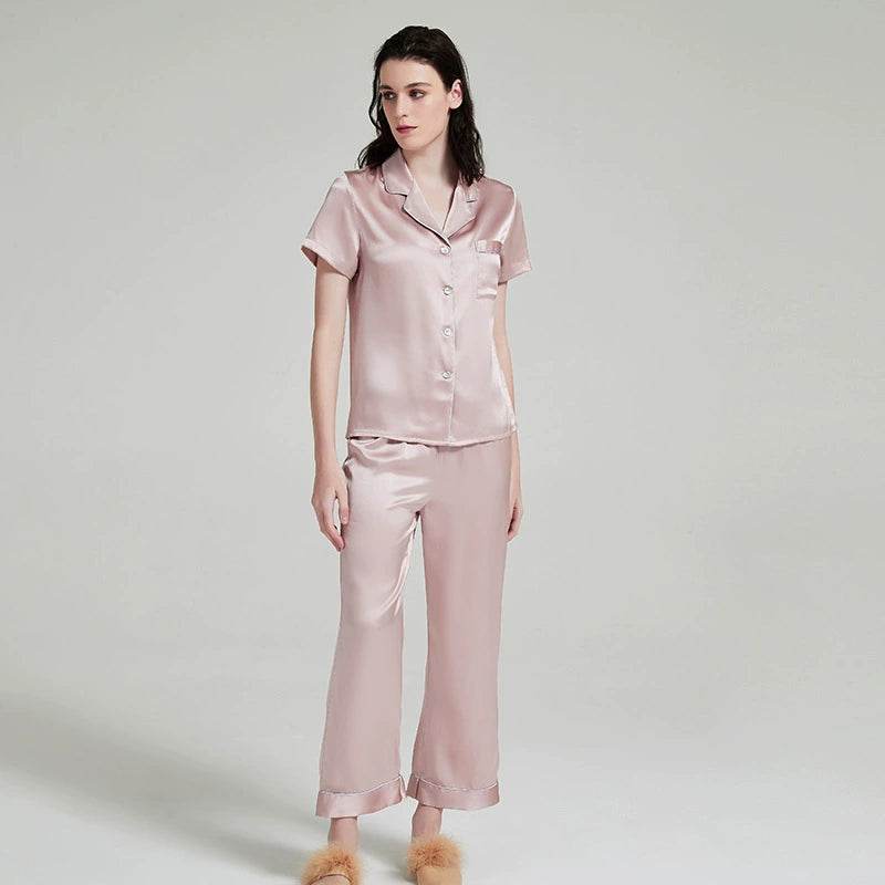 Silk Pajamas - Premium 100% Silk Sleepwear Short Sleeve & Long Pants - LANI SILK 