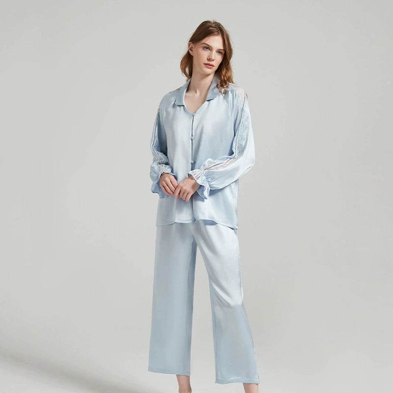 Silk Pajamas - Elegant Long Sleeve Sleepwear Sexy - LANI SILK 