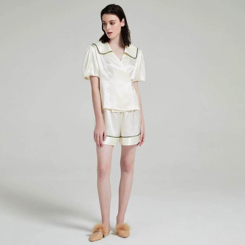 Silk Pajamas with Stylish Sailor Collar - Lightweight & Breathable - LANI SILK 