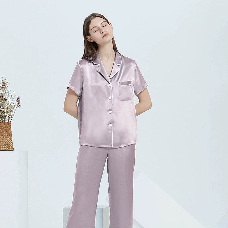 Silk Pajamas - Premium 100% Silk Sleepwear Short Sleeve & Long Pants - LANI SILK 