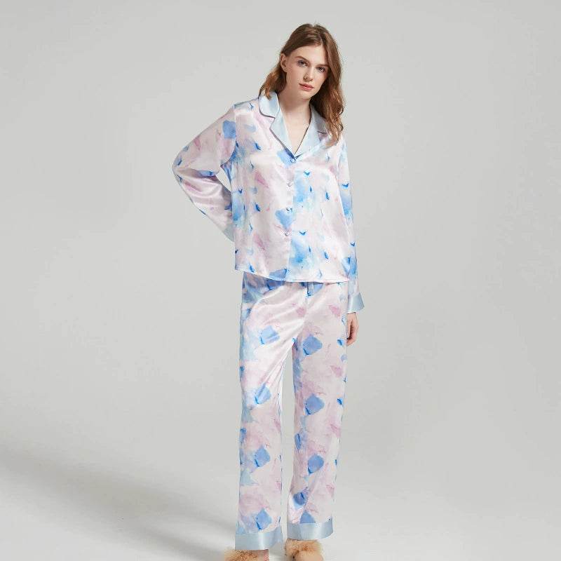 Silk Pajamas - Printed Long Sleeve Summer Sleepwear - LANI SILK 