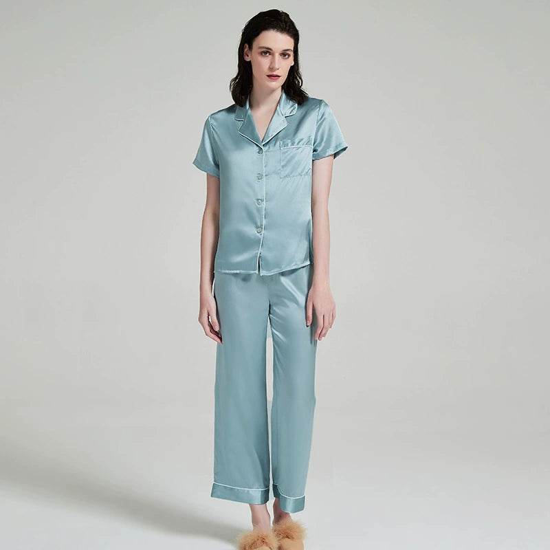 Silk Pajamas - Premium 100% Silk Sleepwear Short Sleeve & Long Pants - LANI SILK 