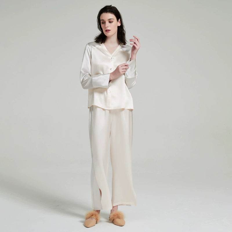 Silk Pajamas - V Neck Long Sleeve Elegant & Comfortable Loungewear - LANI SILK 