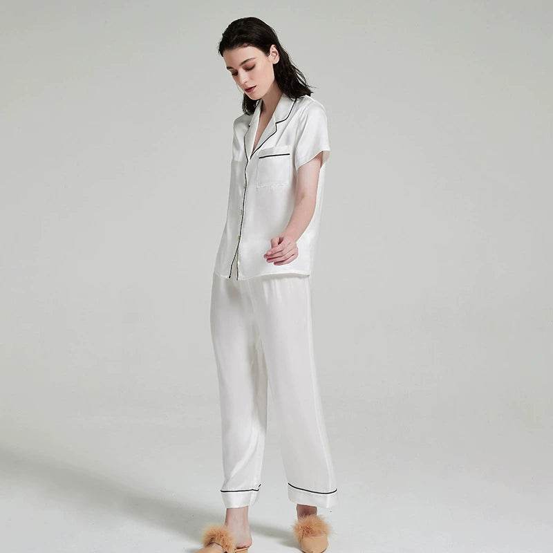 Silk Pajamas - Premium 100% Silk Sleepwear Short Sleeve & Long Pants - LANI SILK 