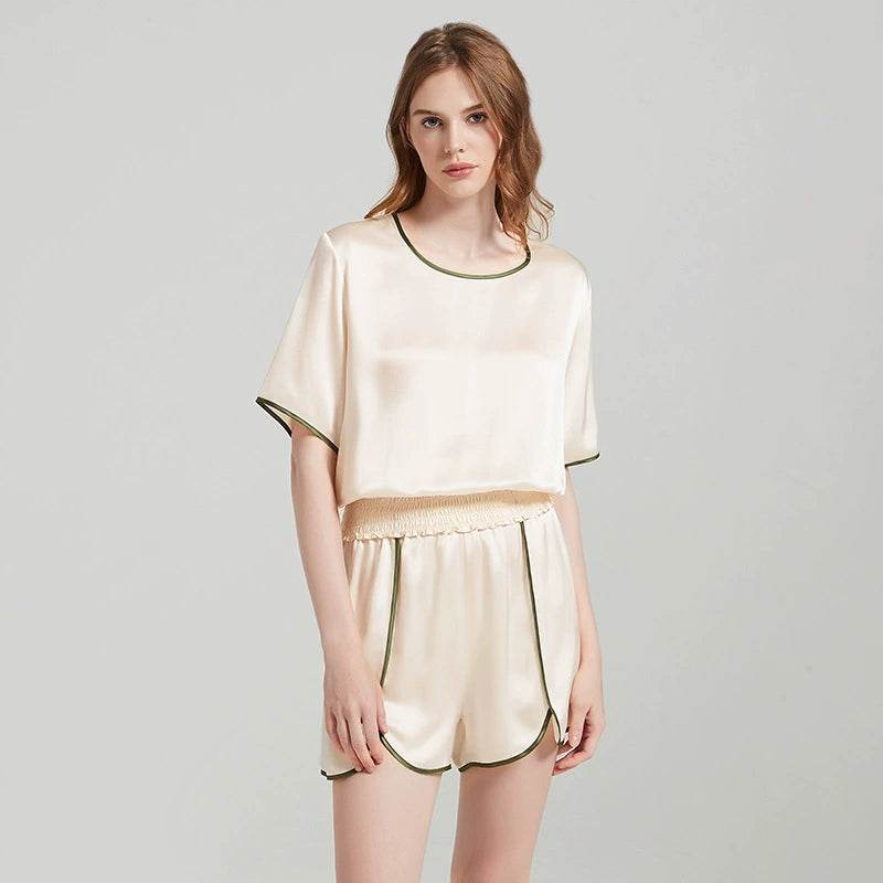 Silk Pajama - 100% Mulberry Silk, Elegant Trim Design - LANI SILK 