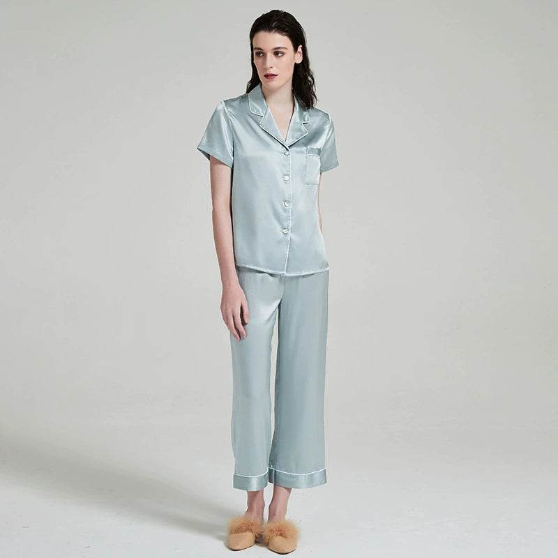 Silk Pajamas - Premium 100% Silk Sleepwear Short Sleeve & Long Pants - LANI SILK 
